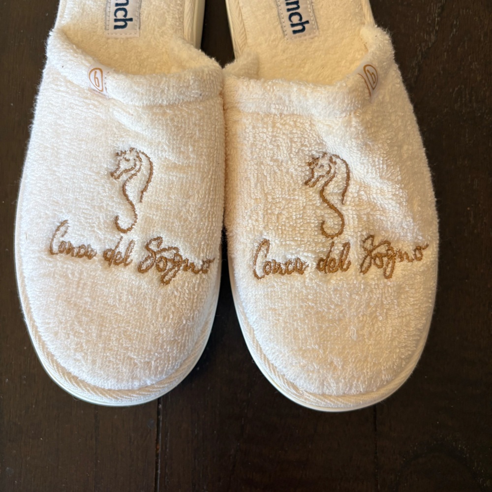 Brunch "Conca del Sogno" White Terry Cloth Slippers Slides Sandals Size 5 - Picture 5 of 10